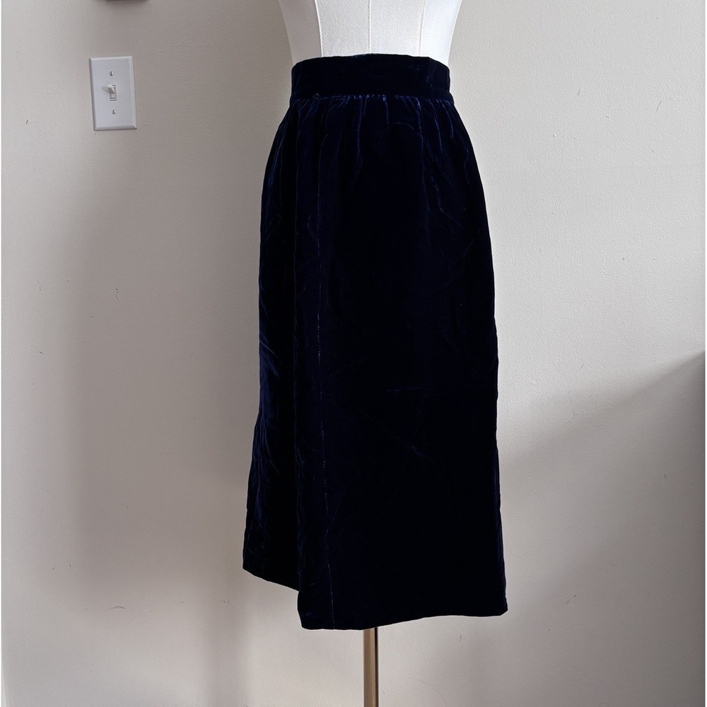 Vintage Y2K Cobalt Blue Whimsigoth Velvet Skirt‎ Size 4 Small 80s 90s Boho